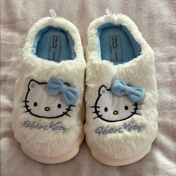 Forever 21 Shoes - Forever 21 White and Blue Hello Kitty Slippers